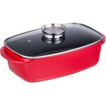 Relaxdays plat  gratin avec couvercle, cocotte 5 l, antiadhsif, bouton arme, pour plaques lectriques ...