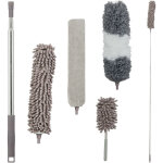 Relaxdays - lot de plumeaux, 3 embouts, 1 balai � poussi�re, manche t�lescopique jusqu'� 2, 5 m, pliable, ...