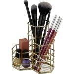 Porte - pinceaux pour maquillage, organiseur cosm�tique, porte - brosse 3 pi�ces, m�tal, dor� - relaxdays ...