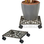 Relaxdays - porte - plantes  roulettes, lot de 2, support pot de fleurs, 4 roues, d: 33, 5 cm, carr, ...
