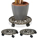 Relaxdays - porte - plantes � roulettes, lot de 3, fonte, support pot de fleurs, 4 roues, d: 33, 5 cm, ...