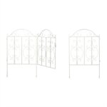 Relaxdays - portillon de jardin, 3 pi�ces, acier, porte avec ornements, 2 �l�ments de cl�ture, hxl : ...