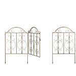 Relaxdays - portillon de jardin, 3 pi�ces, acier, porte avec ornements, 2 �l�ments de cl�ture, hxl : ...