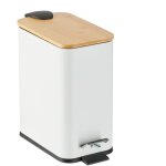 Relaxdays poubelle de salle de bain, 5 litres, m�tallique, seau int�rieur amovible, couvercle en bambou, ...