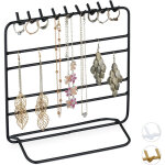 Prsentoir  bijoux, boucles d'oreille, bracelets, rangement, organisateur, 21 x 20 x 10 cm, noir - relaxdays ...