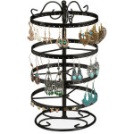 Prsentoir boucles d'oreilles, fer, 168 emplacements, rotatif, arbre  bijoux, h x d 30 x 16, 5 cm, noir ...