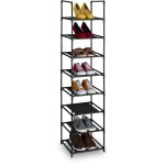 Relaxdays - rangement � chaussures, 8 niveaux, hxlxp : 140x33x33 cm, meuble m�tal & niveaux en tissu, ...