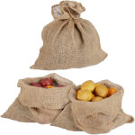 Sacs en jute, lot de 3, hxl : 55 x 50 cm, sachets universels, patates, noix, protection  plantes, nature ...