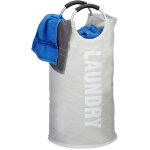 Sac  linge pliable avec anse 60 litres panier rond corbeille linge sale pliant h x d: 70 x 38 cm, blanc ...