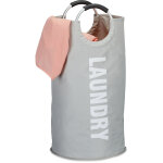 Sac  linge pliable avec anse 60 litres panier rond corbeille linge sale pliant h x d: 70 x 38 cm, gris ...