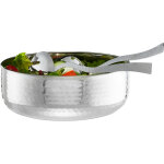 Relaxdays saladier inox, set, 3 pices avec couverts  salade 30 cm, lavable au lave - vaisselle, bol ...
