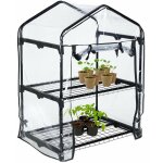 Serre de balcon, b�che en pvc, acier, hxlxp : 94x69x49 cm, �tag�re pour plantes sur 2 �tages, noir - ...