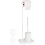 Serviteur wc, hxlxp : 66, 5x23x18 cm, support papier toilettes, brosse et porte - brosse, acier inoxydable, ...
