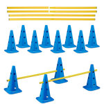 Relaxdays - set de 12 cônes et 6 barres, 18 pièces pour l'agility ou le football, obstacles chien, bleu ... Relaxdays - set de 12 cônes et 6 barres, 18 pièces pour l'agility ou le football, obstacles chien, bleu ...