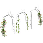 Relaxdays - set de 3 arches � rosiers courb�e avec pointe, m�tal 2, 4 m, arceau de jardin, ob�lisque, ...