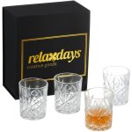 Relaxdays set de 4 verres � whisky, bo�te cadeau, design d�coratif, accessoires bar, h x d : env. 10 ...