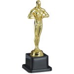 Statue de vainqueur, socle carr�, figurine avec couronne, troph�e de vainqueur, hollywood, 18 cm de haut, ...