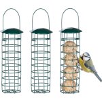 Support  boules de graisse pour oiseaux sauvages, lot 3, suspendre, mtal, h x d : 31 x 8, 5 cm, vert ...