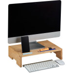 Support de moniteur, bambou, rehausseur �cran, 3 compartiments, porte - ordinateur, hlp : 10, 5x41x28 ...