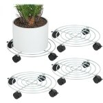 Support pour plantes, lot de 4, diam�tre : 32 cm, pour pots de fleurs, roues, acier, pour int�rieur, ...