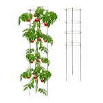 Support pour plantes grimpantes, set de 2, jardin et balcon, 120 cm, 4 anneaux, fer et plastique, vert ...