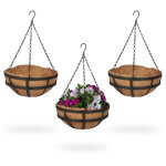 Relaxdays suspension pour plantes avec panier en fibres de coco, lot de 3, hd 50x31 cm, int�rieur / ext�rieur, ...