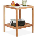 Relaxdays - table d'appoint, console en bois et verre, h x l x p : 50 x 40 x 40 cm, pour salon & chambre, ...