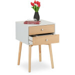 Relaxdays - table de chevet, 2 tiroirs, hxlxp: 60x40x40 cm, pour chambre � coucher, commode de nuit, ...