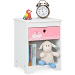 Relaxdays - table de chevet pour enfant, cygnes, tiroir et rangement, meuble nuit, commode, hlp : 41x32x31 ...
