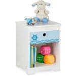 Relaxdays table de chevet enfant, design maritime, tiroir, rangement, meuble commode nuit, hlp : 41x32x31 ...