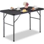 Relaxdays - table de jardin, aspect bois, rectangulaire, plastique et mtal, pliable, h x l x p : 74 ...