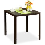 Relaxdays - table jardin carr�e � manger, effet optique bois, jardin, balcon, terrasse hlp 74, 5x77, ...
