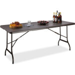 Relaxdays - table de jardin pliable bastian optique rotin grande table pliante poignes camping pique ...