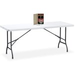 Relaxdays - table de jardin pliante, 72 x 180 x 74 cm, plastique et acier, 8 personnes, table de camping, ...