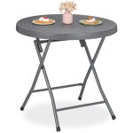 Relaxdays - table de jardin pliante, 74 x 80 cm, aspect rotin, en plastique et acier, r�sistante aux ...