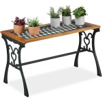 Relaxdays table de jardin rectangulaire, extérieur, vintage, bois et fonte de fer, hlp 58x98x47 cm, balcon, ... Relaxdays table de jardin rectangulaire, extérieur, vintage, bois et fonte de fer, hlp 58x98x47 cm, balcon, ...