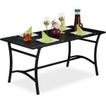 Relaxdays - table de jardin rectangulaire, terrasse et balcon, robuste et solide, mtal, hlp 55, 5x120x60 ...
