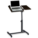 Relaxdays - table ordinateur portable hauteur rglable xl 95 x 60 x 40 cm bois support avec 4 roulettes ...