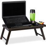 Relaxdays - table d'ordinateur portable, hlp 25x60x35 cm, bambou, pliante, bureau, tablette genoux, tiroir, ...