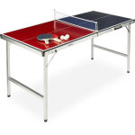 Relaxdays table de ping - pong pliante, portable, filet, 2 raquettes, 3 balles, alu, mdf, 67, 5 x 151 ...