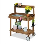 Table pour plante avec roulettes, bac et tiroir, pour le jardin, bois, plastique, hlp: 120 x 97 x 49 ...