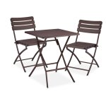 Relaxdays - table pliante et 2 chaises pour balcon, aspect bois, acier et plastique, meubles terrasse, ...