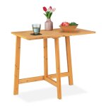 Relaxdays - table rectangulaire pliante, bois, terrasse, extrieur, balcon, jardin, pliable, hlp: 73x80x50 ...