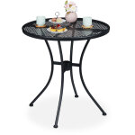 Relaxdays - table ronde de jardin, trou pour parasol, aspect grille, r�sistant aux intemp�ries, acier, ...