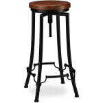 Relaxdays - tabouret de bar, design industriel, pivotant, chaise haute ronde, hauteur 77, 5 cm max. fer ...