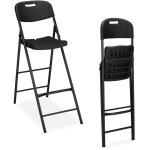Relaxdays - tabouret de bar pliant, lot de 2, avec dossier, hlp : 118 x 44, 5 x 82 cm, plastique & acier, ...