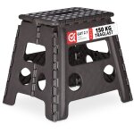 Tabouret pliant l, portable, escabeau de salle de bain, 150 kg, plastique, hxlxp 30 x 37 x 29 cm, gris ...