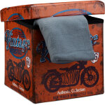 Relaxdays tabouret pliant pratique pour le rangement, stable, avec couvercle, vintage, 38 cm de hauteur ...