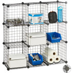 Tagère modulable grille treillis 9 cubes compartiments diy métal meuble rangement grillage 30x30 cm, ... Tagère modulable grille treillis 9 cubes compartiments diy métal meuble rangement grillage 30x30 cm, ...