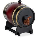 Relaxdays tonneau en bois, 2, 2 l, f�t avec support et robinet, vin & spiritueux, distributeur d�coratif, ...